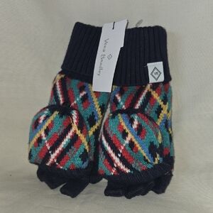 Vera Bradley Tartan Paid Knit Mittens with Navy Accents